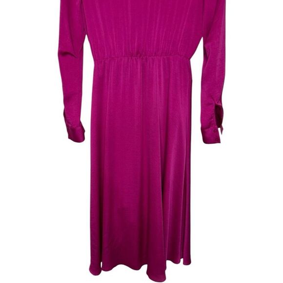 Maje Magenta Rushia Satin Crepe Asymmetrical Midi Dress Size 3 Pink Barbie Bratz - Picture 7 of 11
